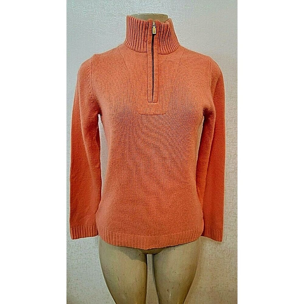 TOMMY BAHAMA WOMEN'S ORANGE CASHMERE 1/4 ZIP PULLOVER SWEATER SIZE XS # 441